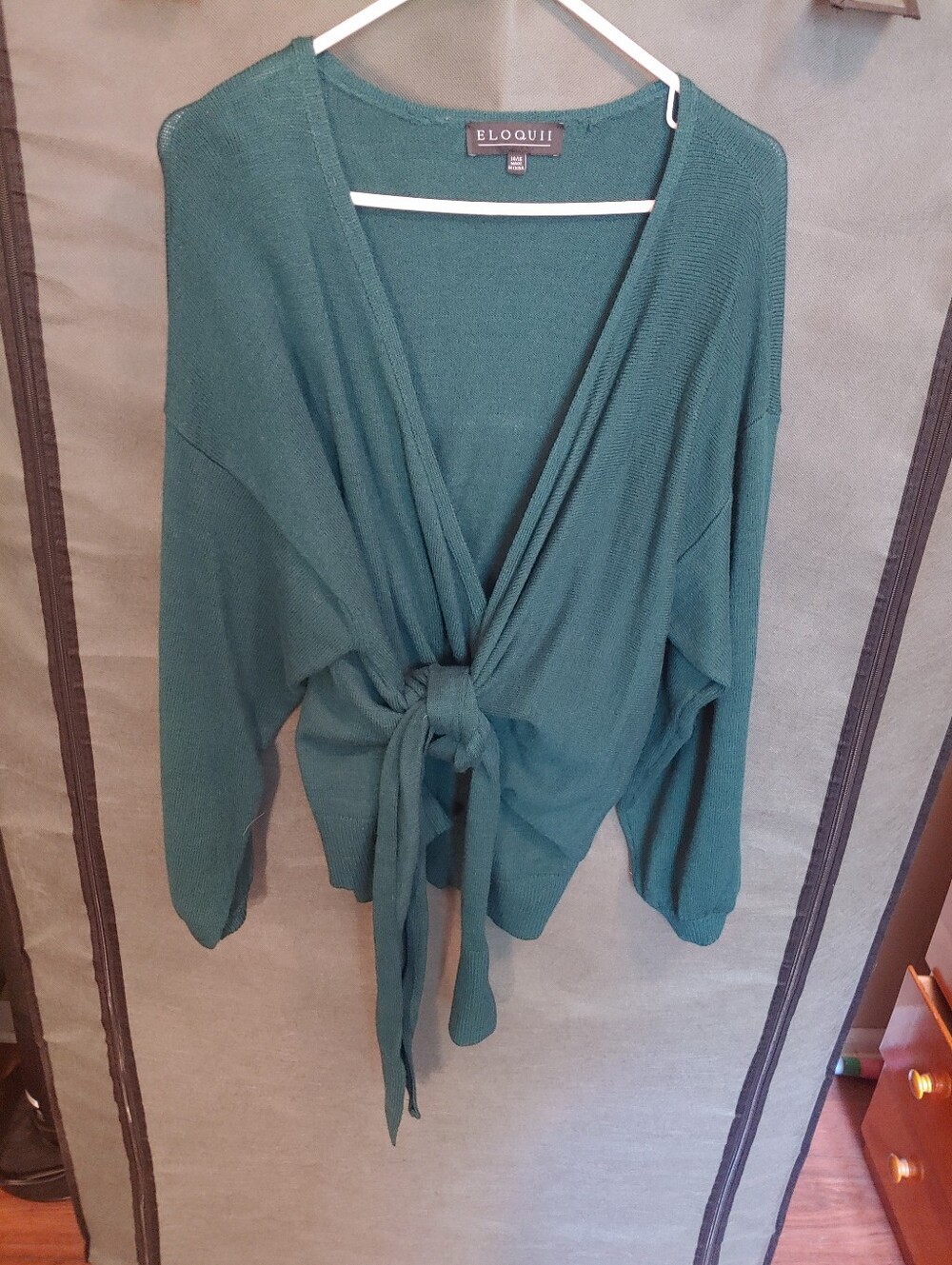 Eloquii Teal Wrap Tie-Front V-Neck Sweater